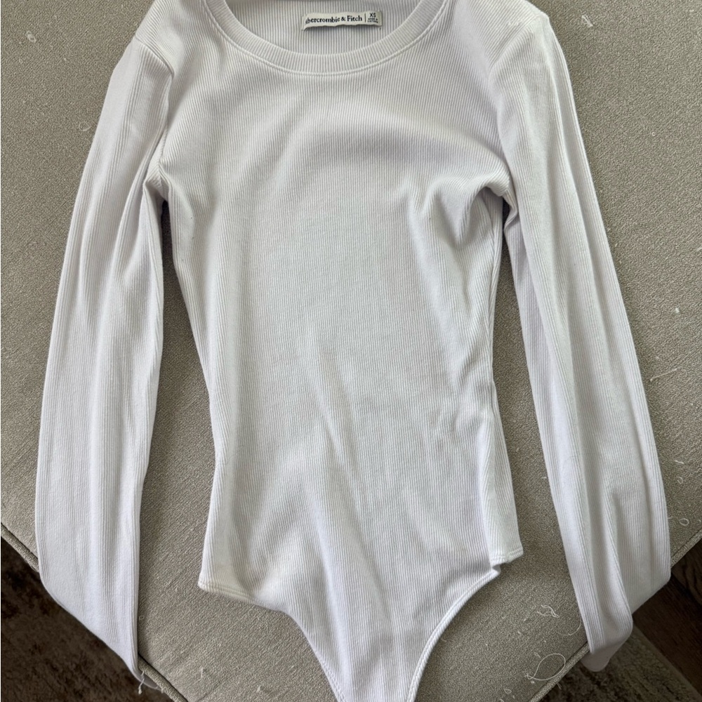 Abercrombie & Fitch White Long Sleeve Bodysuit, Only Worn Once